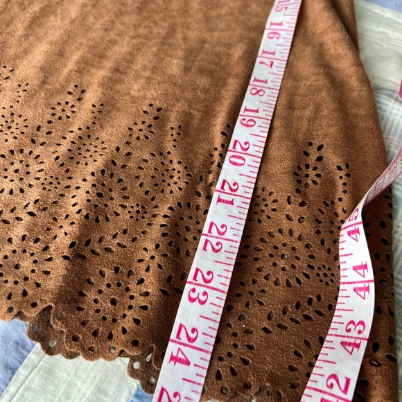 Amy Byer Brown Suede-Look Lace Hp Front Western Cowboy Boho Tank Top - Picture 5 of 7